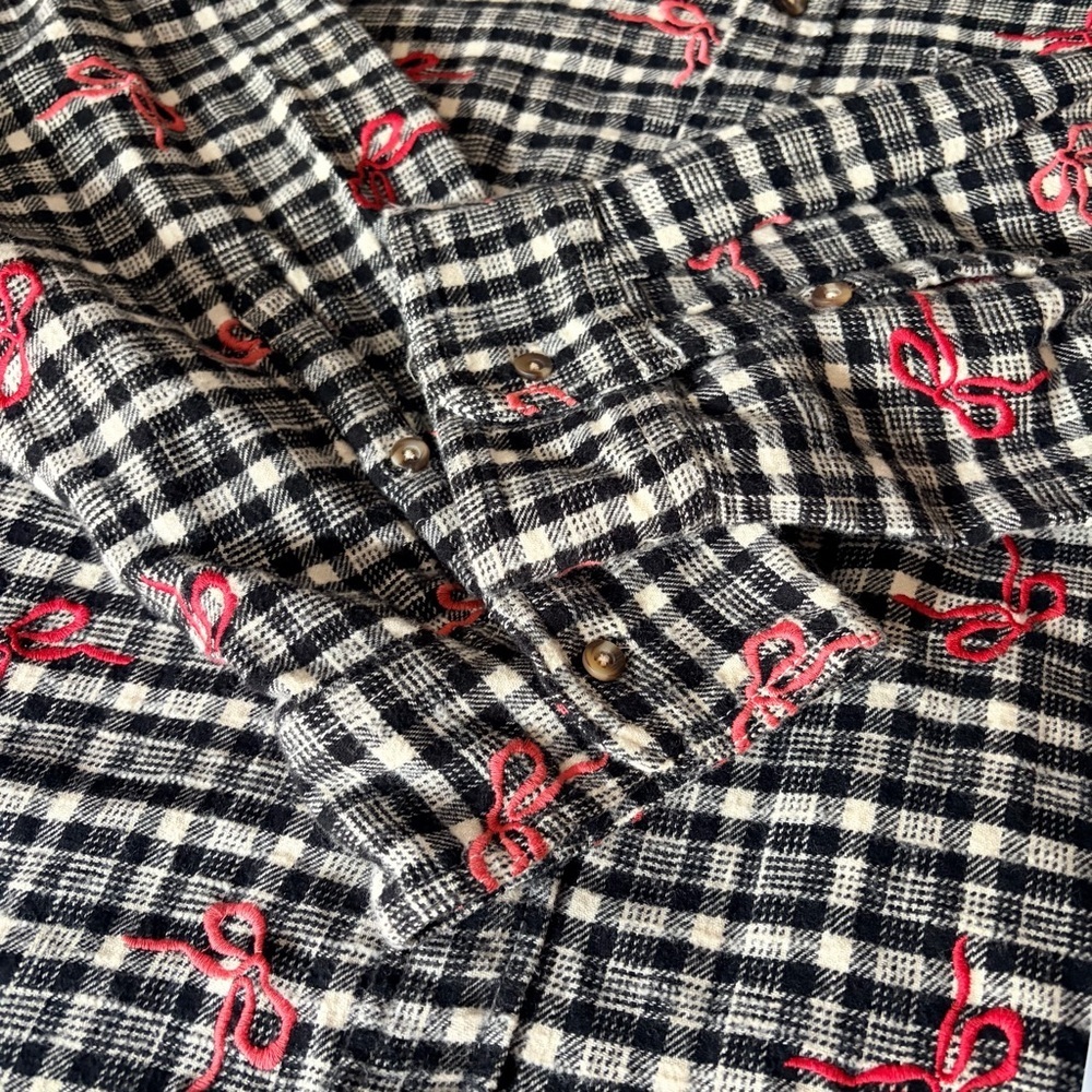 NWOT BDG Urban Outfitters Dani Embroidered Flannel Shirt Tunic Top Oversized, L - Picture 11 of 15